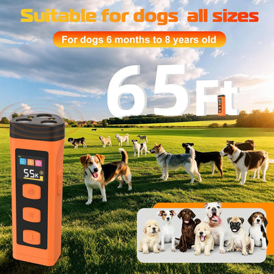 Dog Bark Deterrent Device, 2025 anti Barking Device for Dogs 65FT Far Ultrasound Dog Bark Deterrent, Humane Alternative to Training Collars, Works Indoors & Outdoors - Stubborn Barking Solution