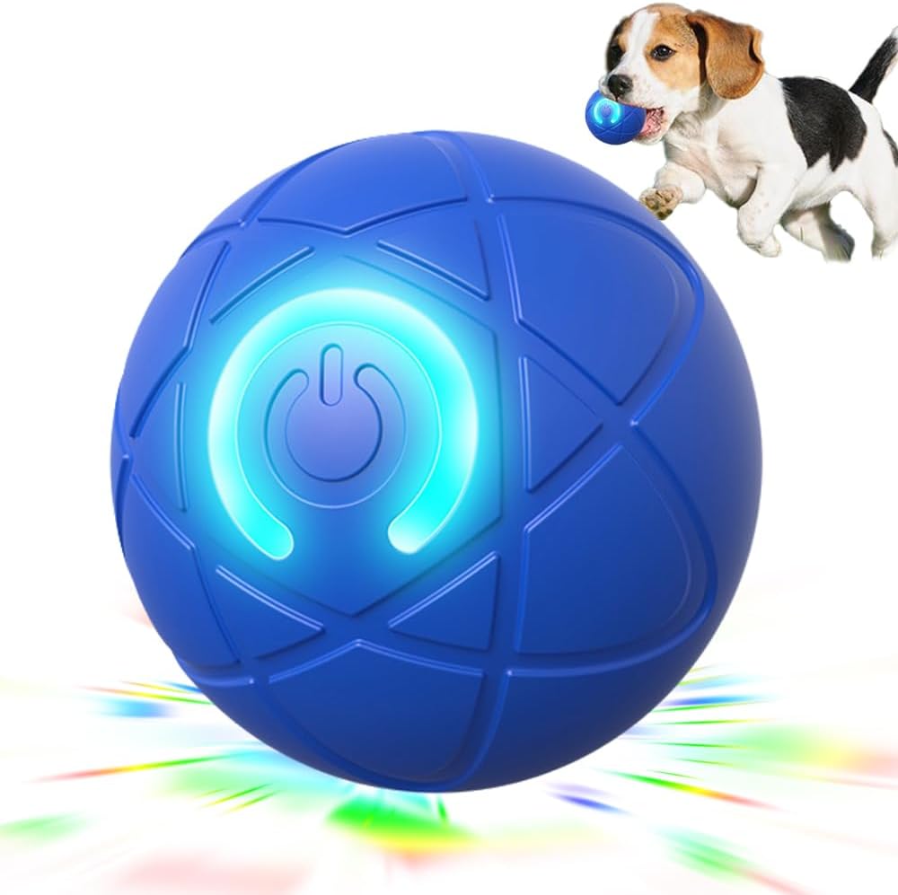 Interactive Dog Ball, 2025 New Activated Automatic Rolling Ball for Dog, Self Moving Vibrating Smart Jumping Automatic Moving Bouncing and Rotating Balls for Pets (Blue)