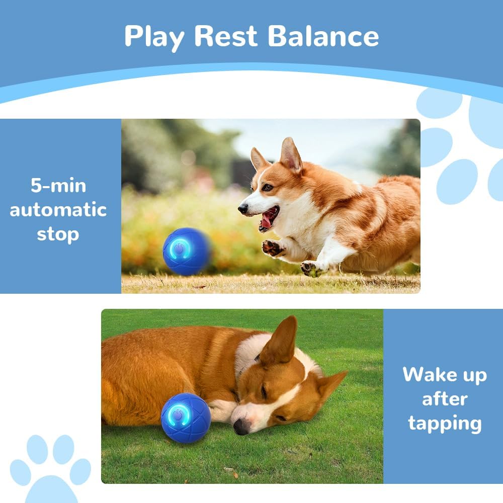 Interactive Dog Ball, 2025 New Activated Automatic Rolling Ball for Dog, Self Moving Vibrating Smart Jumping Automatic Moving Bouncing and Rotating Balls for Pets (Blue)