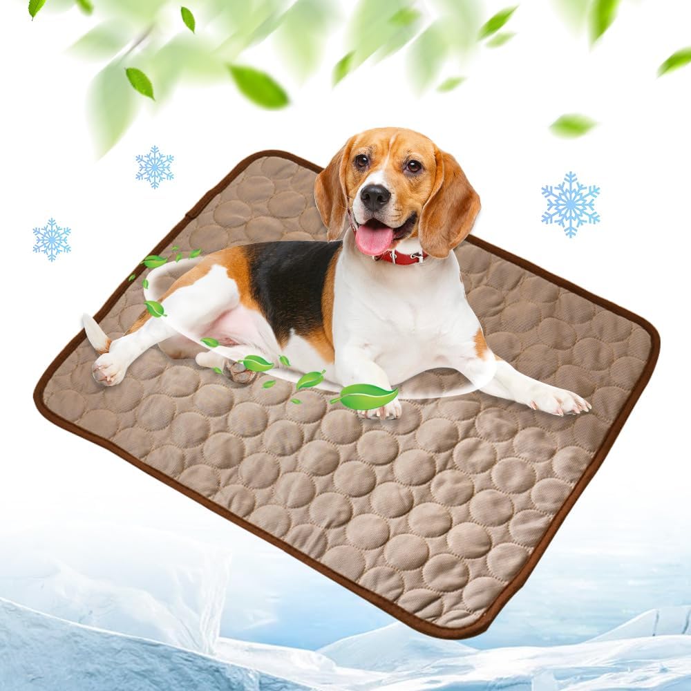 Dog Cooling Mat, Pet Cooling Mats, Summer Cool Pads Pet Mat Outdoor for Dogs & Cats, Machine Washable (Coffe, XL: 100×75 Cm | 39×30")