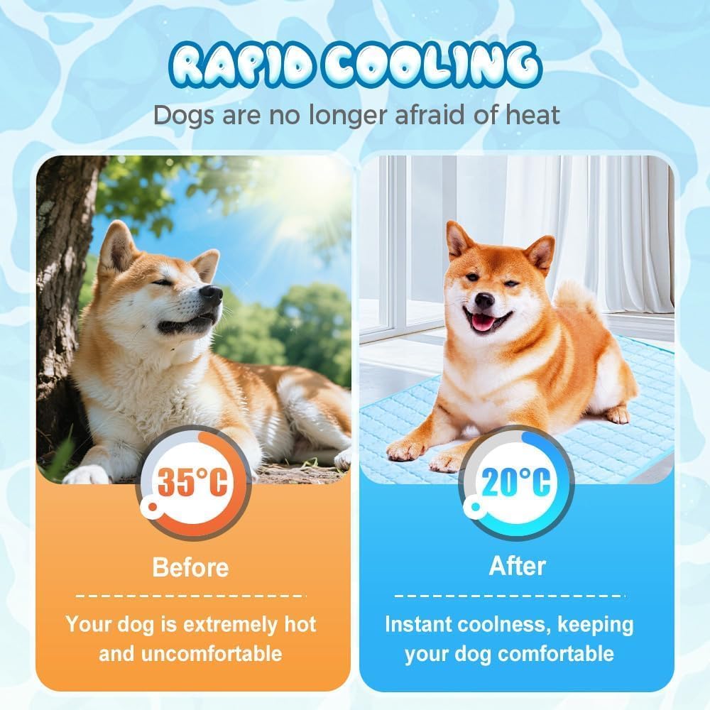 Dog Cooling Mat, Pet Cooling Mats, Summer Cool Pads Pet Mat Outdoor for Dogs & Cats, Machine Washable (Coffe, XL: 100×75 Cm | 39×30")
