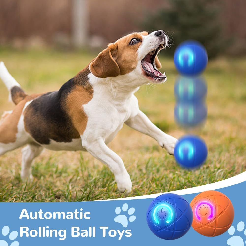 Interactive Dog Ball, 2025 New Activated Automatic Rolling Ball for Dog, Self Moving Vibrating Smart Jumping Automatic Moving Bouncing and Rotating Balls for Pets (Blue)