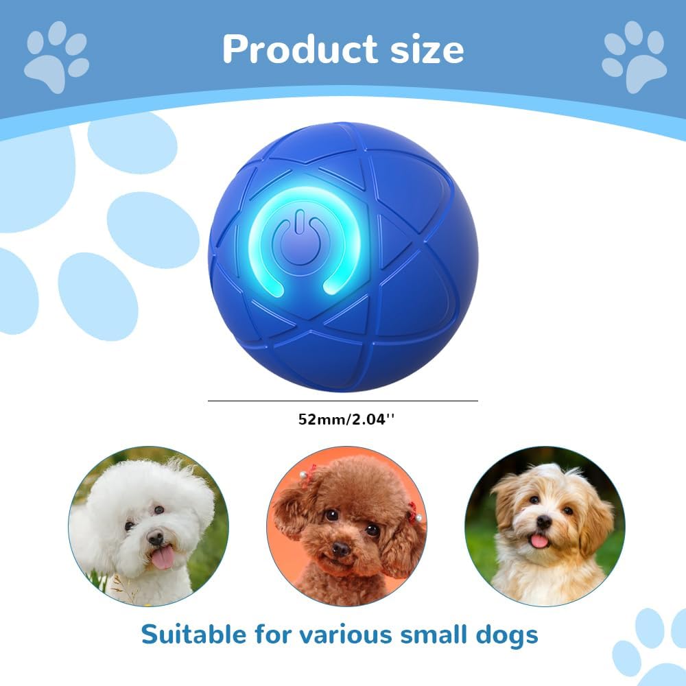 Interactive Dog Ball, 2025 New Activated Automatic Rolling Ball for Dog, Self Moving Vibrating Smart Jumping Automatic Moving Bouncing and Rotating Balls for Pets (Blue)