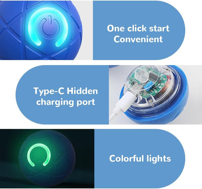 Interactive Dog Ball, 2025 New Activated Automatic Rolling Ball for Dog, Self Moving Vibrating Smart Jumping Automatic Moving Bouncing and Rotating Balls for Pets (Blue)