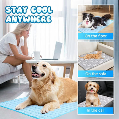 Dog Cooling Mat, Pet Cooling Mats, Summer Cool Pads Pet Mat Outdoor for Dogs & Cats, Machine Washable (Coffe, XL: 100×75 Cm | 39×30")
