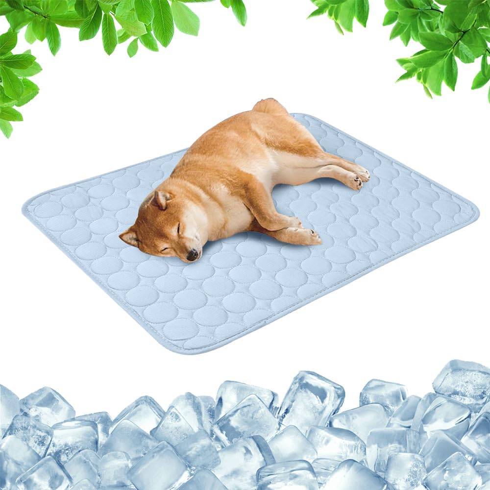 Dog Cooling Mat, Pet Cooling Mats, Summer Cool Pads Pet Mat Outdoor for Dogs & Cats, Machine Washable (Blue, XL: 100×75 Cm | 39×30")