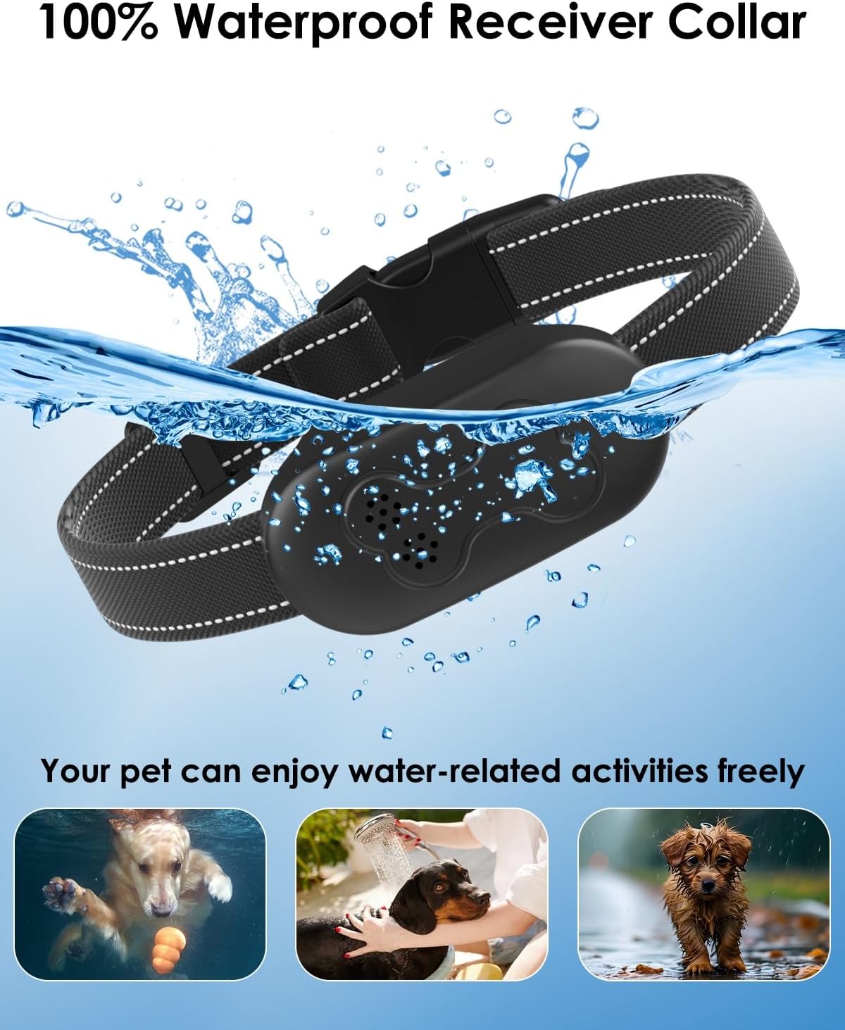 Dog Shock Collar with Remote Control - Shock Collar for Dogs, IPX7 Waterproof Dog Training Collar with Beep Vibration Shock Flashlight Long-Lasting Battery Safe Training for Dogs 10–120 Lbs