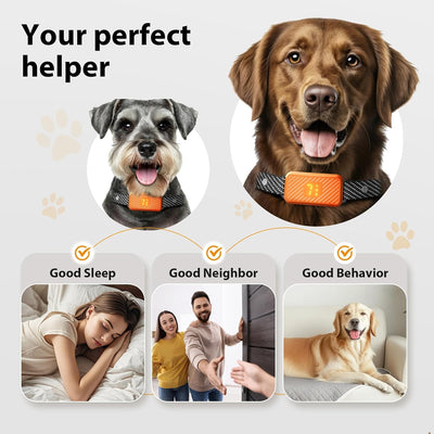 Dog Bark Collar for Large Medium Small Dogs, Rechargeable No-Bark Collar, Smart Barking Collar, Effective Bark Collar with 7-Level Sensitivity, 3 Beep & Vibration Modes, Waterproof, Orange