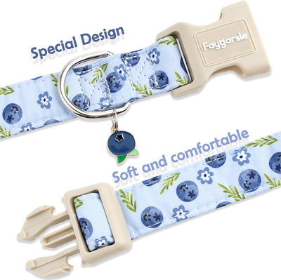 Blueberry Pattern Dog Collar for for Summer Small Medium Large Dogs Light Blue M