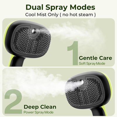 Steam Cat Brush, Self-Cleaning Cat Steam Brush with 2 Water Spray Modes, Large Capacity Tank, Steaming Dog Brush for Shedding Massaging Grooming, Cool Mist Only