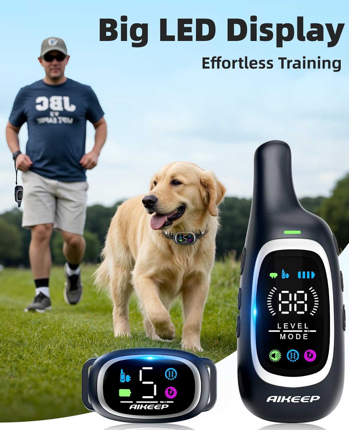 2-In-1 Dog Shock Collar and Bark Collar for Dogs – 3300FT Dog Training Collar with Remote, IP67 Waterproof E Collar with Anti-Bark/Beep/Vibration/Shock Modes for Small Medium Large Dog(5-120Lbs)