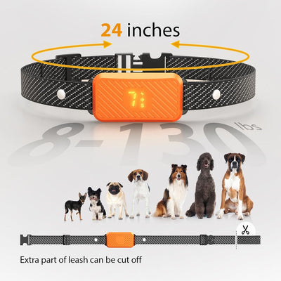 Dog Bark Collar for Large Medium Small Dogs, Rechargeable No-Bark Collar, Smart Barking Collar, Effective Bark Collar with 7-Level Sensitivity, 3 Beep & Vibration Modes, Waterproof, Orange