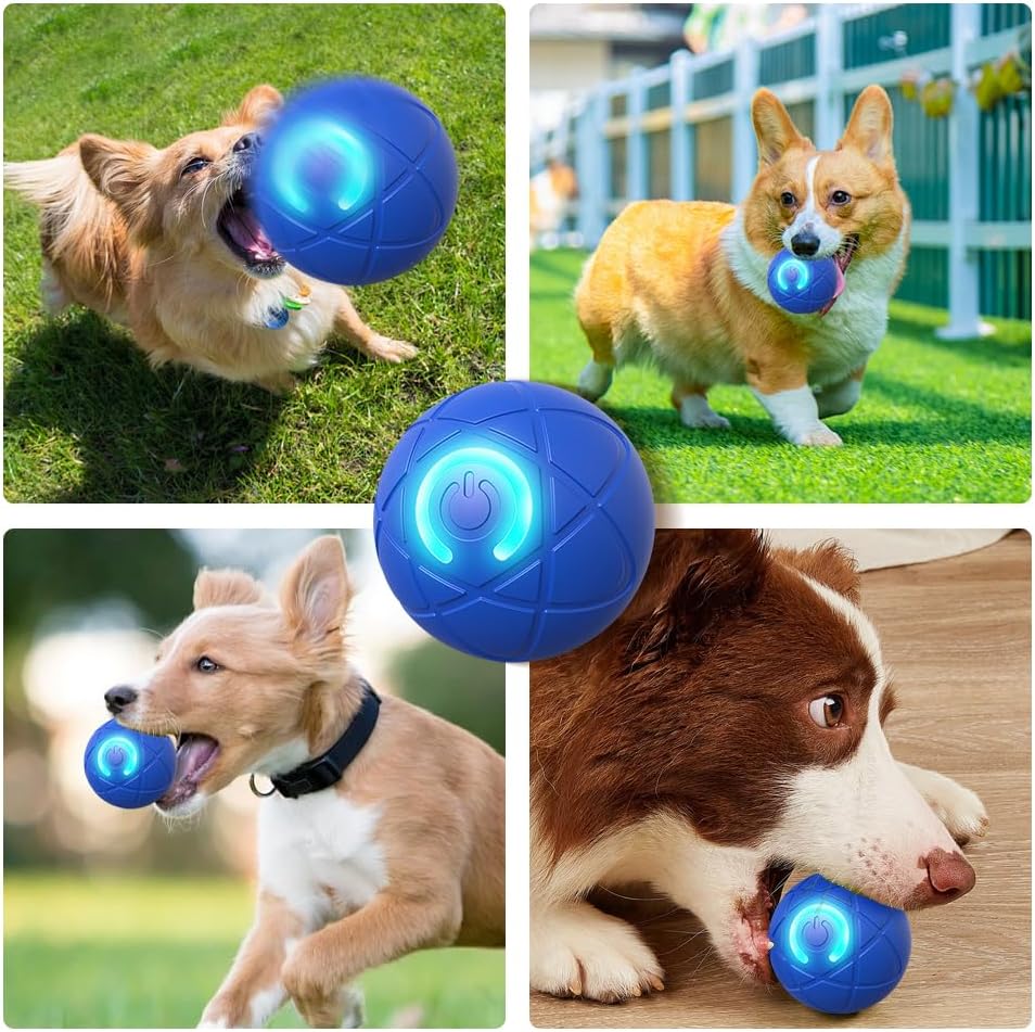 Interactive Dog Ball, 2025 New Activated Automatic Rolling Ball for Dog, Self Moving Vibrating Smart Jumping Automatic Moving Bouncing and Rotating Balls for Pets (Blue)