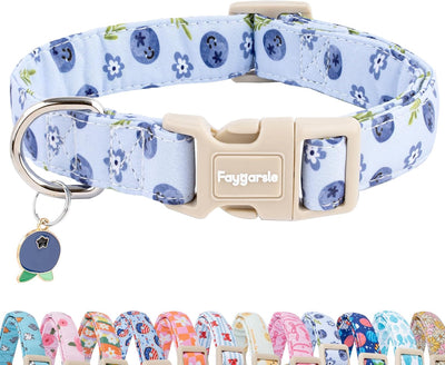 Blueberry Pattern Dog Collar for for Summer Small Medium Large Dogs Light Blue M