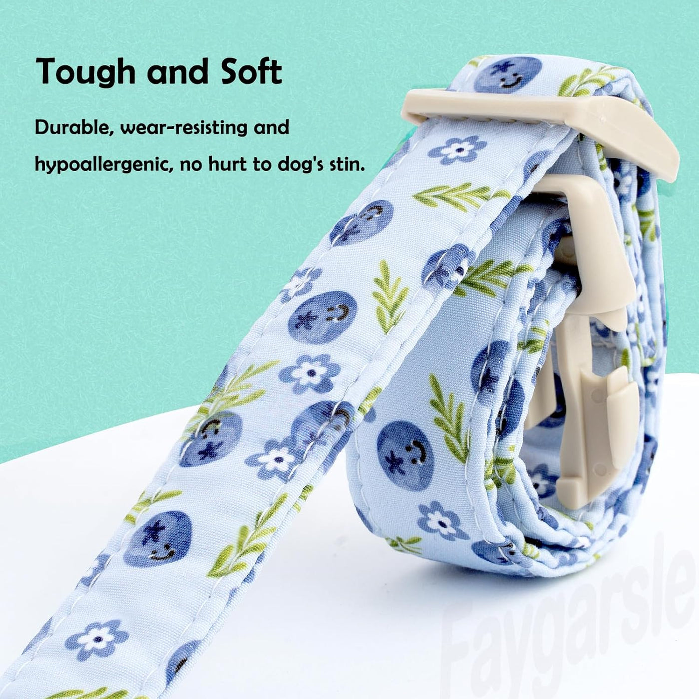 Blueberry Pattern Dog Collar for for Summer Small Medium Large Dogs Light Blue M