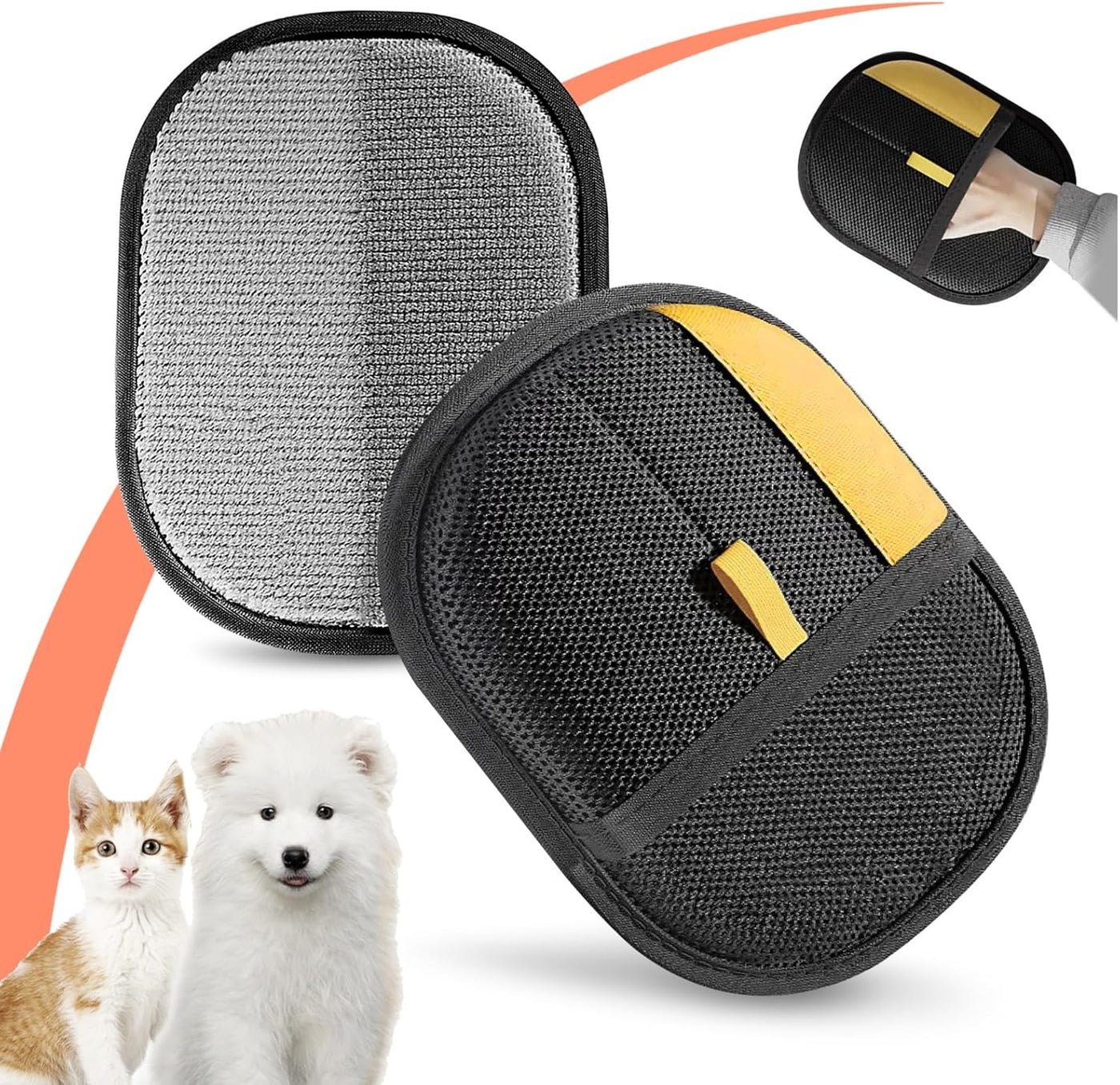 Pet Hair Remover Gloves for Cats & Dogs, Electrostatic Pet Hair Removal Gloves Brush for Pets Hair, Upgraded Animal Fur Removal Tool, Reusable Cats & Dogs Grooming Gloves for Hair Removal (1)