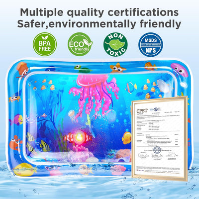 New Multi-Color Lighted Cat Water Mat,Thickened Anti-Scratch Leak Proof Cat Water Sensor Play Mat with Floating Fish,Interactive Cat Toy for Indoor Cats to Swatting,Exercise,Hunting,Kitten Toys